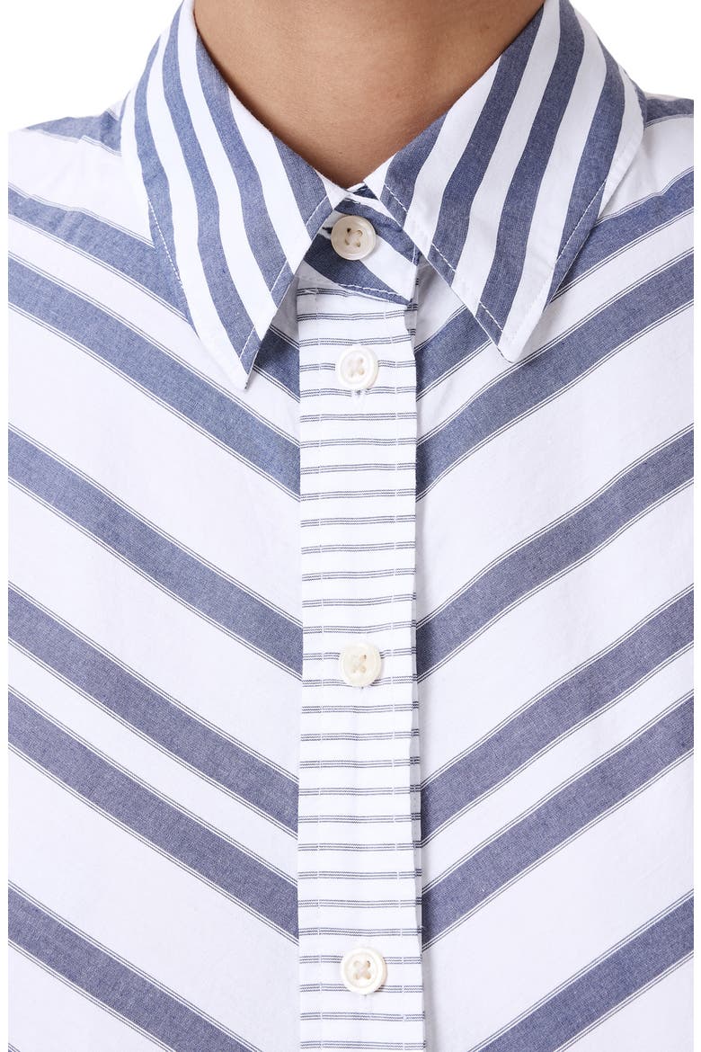 Shannon Stripe Long Sleeve High-Low Maxi Shirtdress, Alternate, color, WHITE/ BLUE