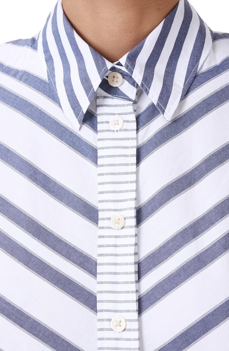 AllSaints Shannon Stripe Long Sleeve High-Low Maxi Shirtdress, Alternate, color, 