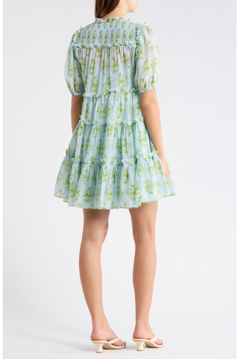 Papyrus Floral Madara Short Sleeve Minidress, Alternate, color, WHISPERING SKY MULTI