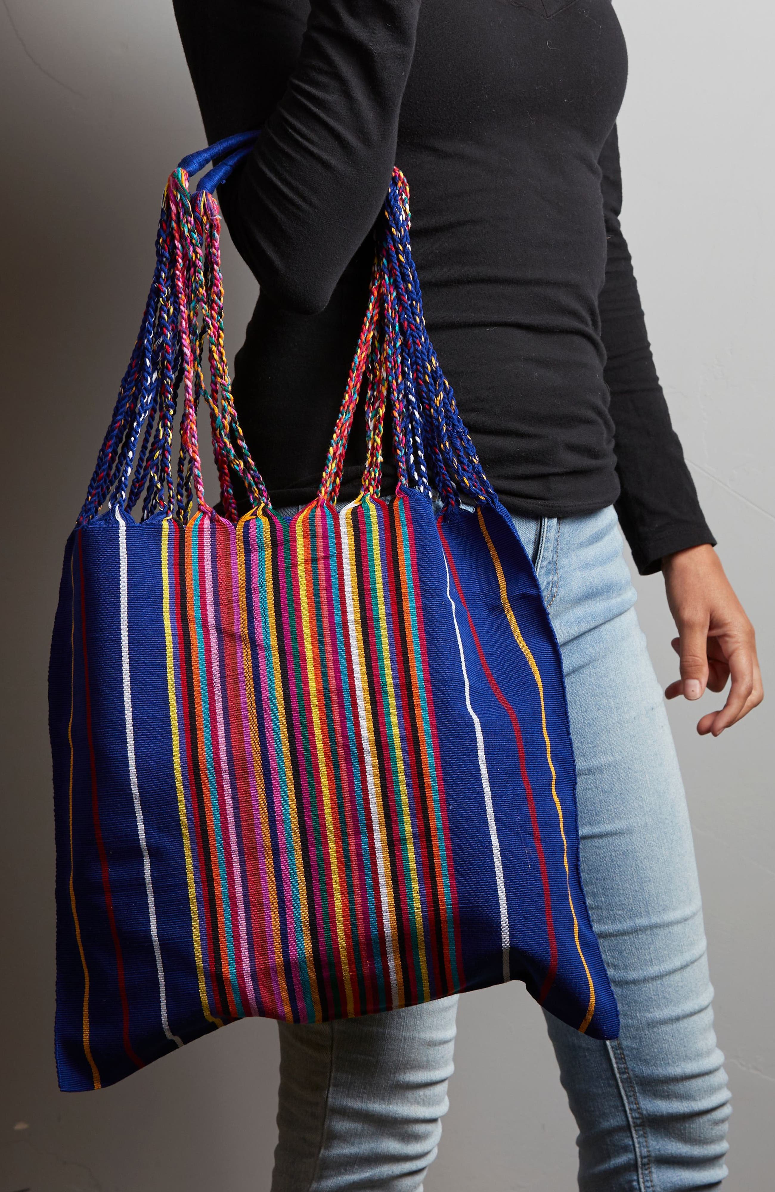 Chiapas Woven Hammock Market Bag, Alternate, color, Blue