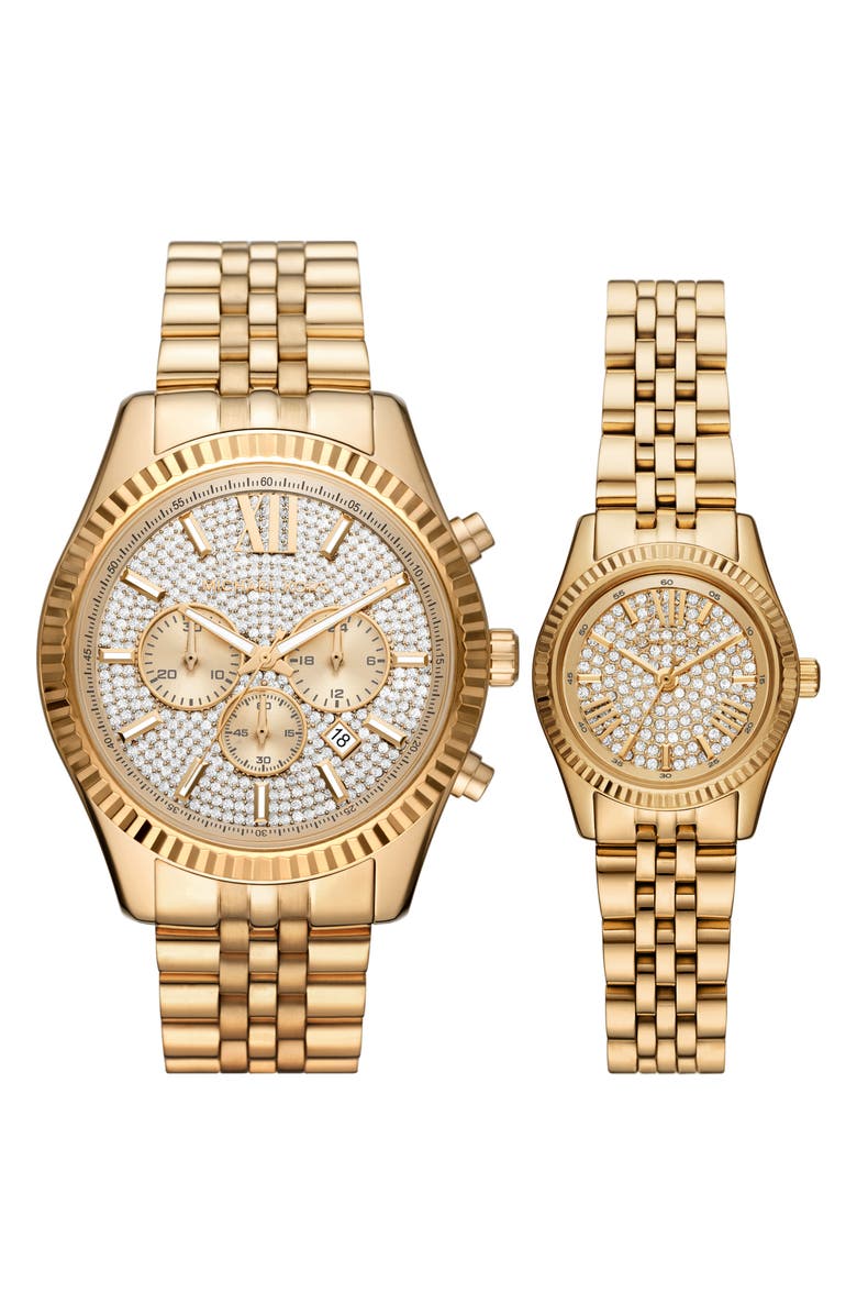 Michael Kors MICHAEL Michael Kors Lexington His & Hers Bracelet Watch Set, 44mm & 26mm, Main, color,