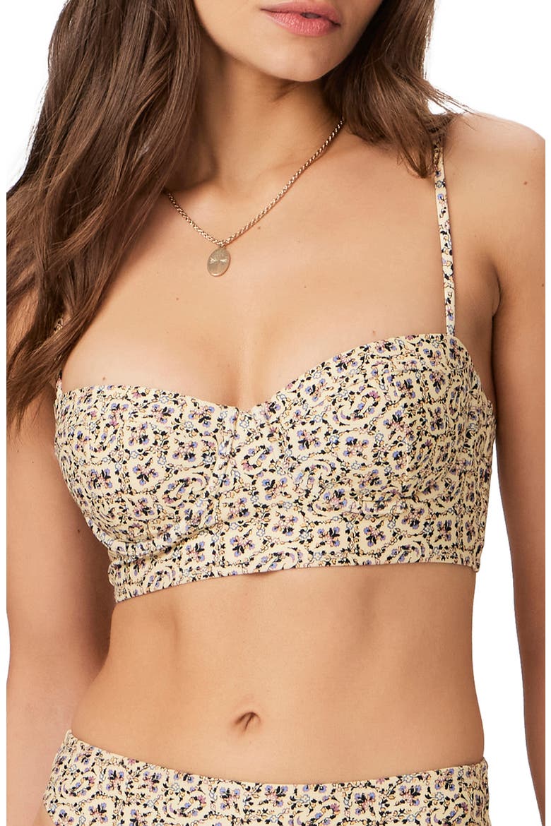 Andi Longline Bikini Top, Main, color, BUTTER/ BLACK MULTI