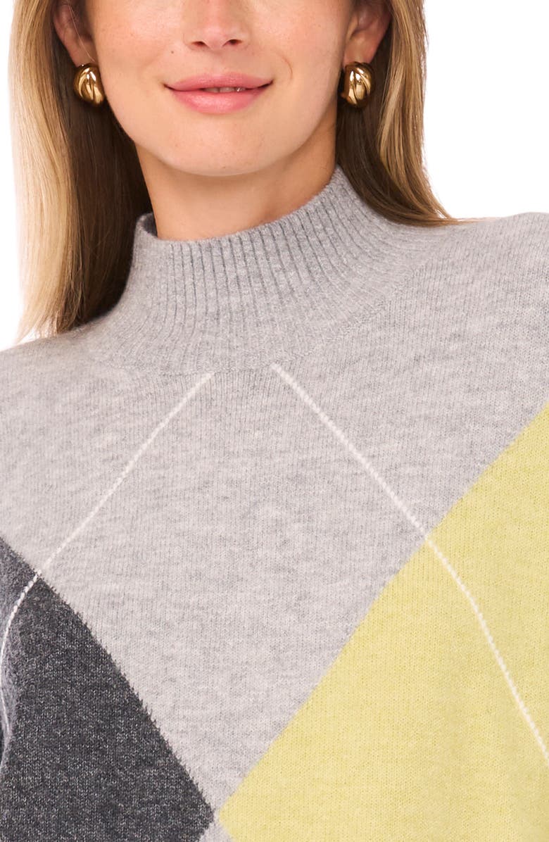Halogen<sup>®</sup> Argyle Mock Neck Sweater, Alternate, color, Light Heather Grey