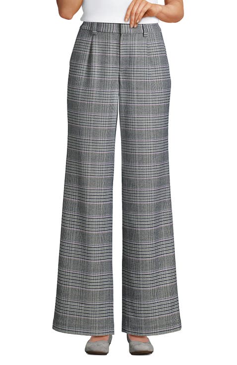 Brushed Flannel High Rise Pleated Wide Leg Pants