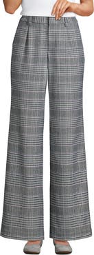 Lands' End Brushed Flannel High Rise Pleated Wide Leg Pants