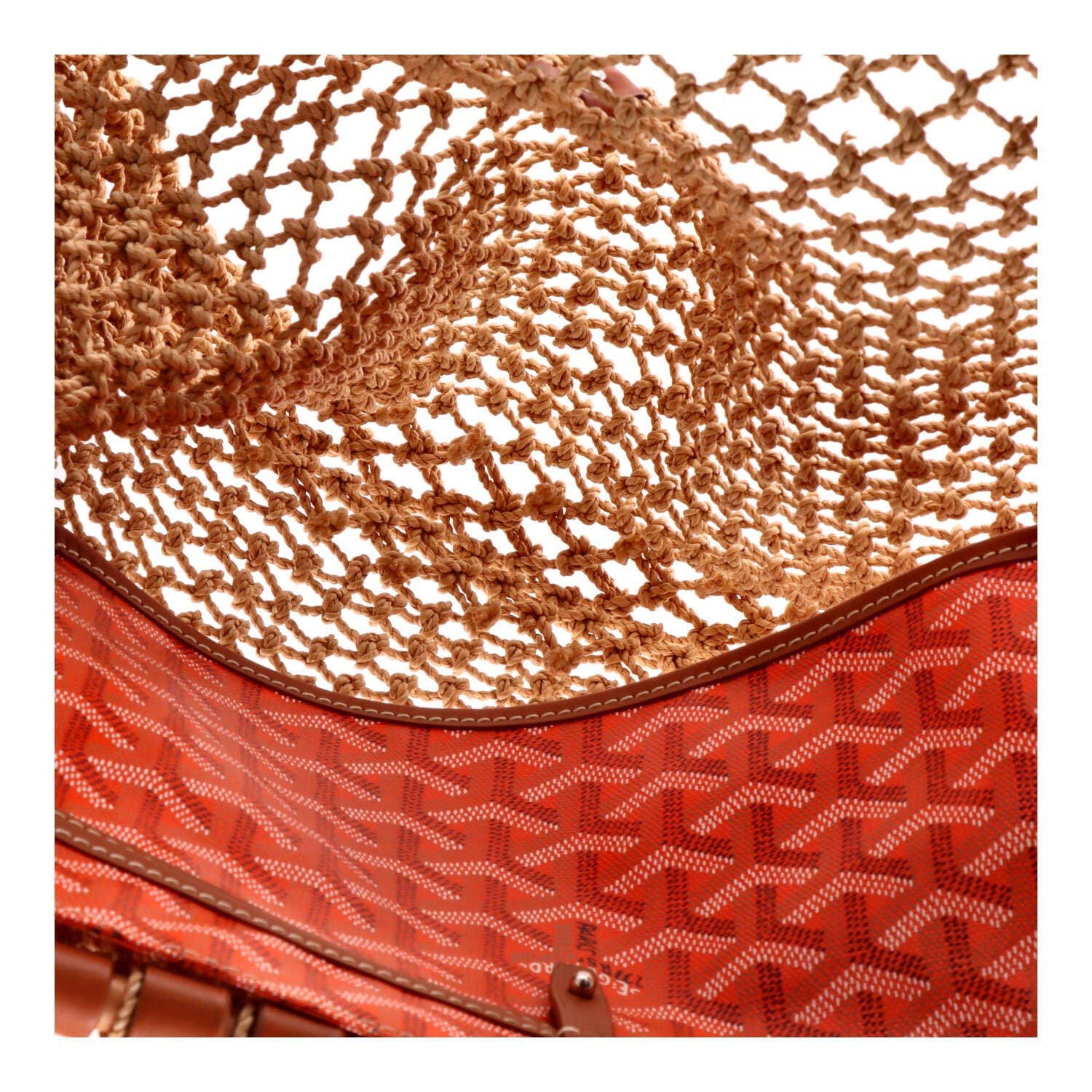 Aligre Bag Raffia Net with Coated Canvas, Alternate, color, Orange
