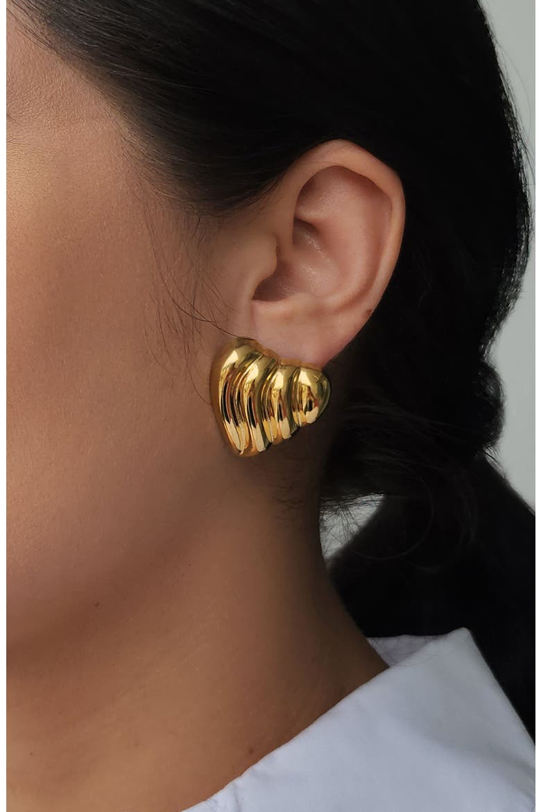 Heart Statement Stud Earrings, Alternate, color, GOLD