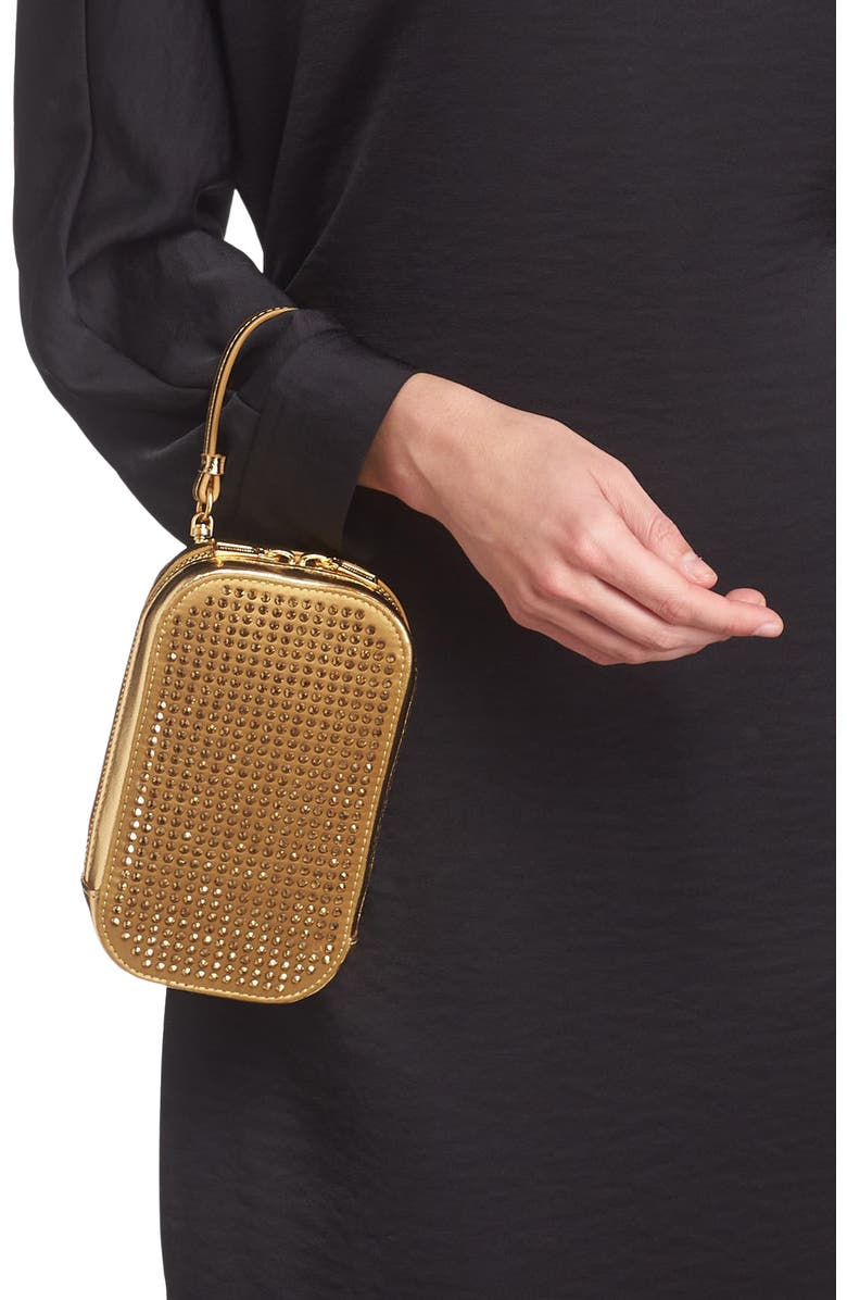 Rebecca Minkoff Crystal Embellished Crossbody Phone Bag, Alternate, color, Gold