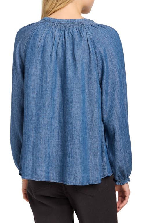 Faherty The Tried And True Odette Denim Top In Dark Rain Wash