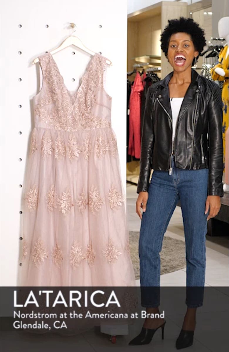 Aubree Embroidered Mess Evening Dress, sales video thumbnail