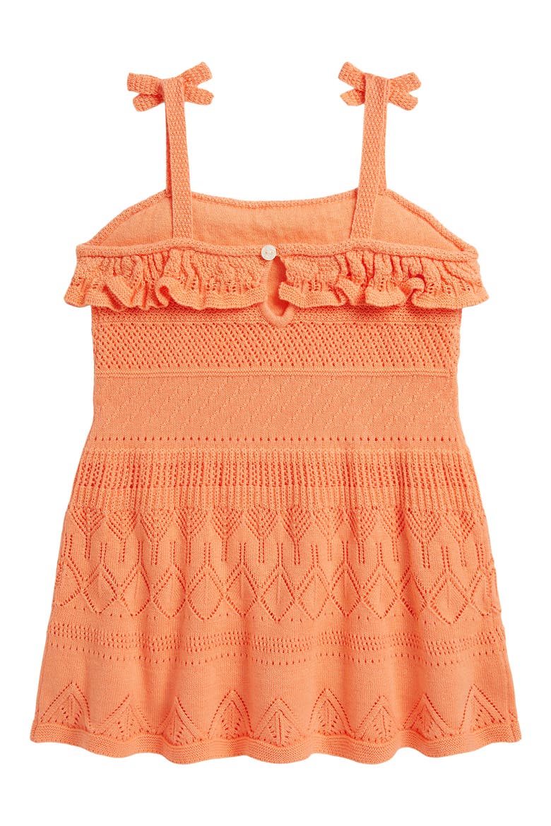 Ruffle Cotton Pointelle Sweater Dress, Alternate, color, POPPY