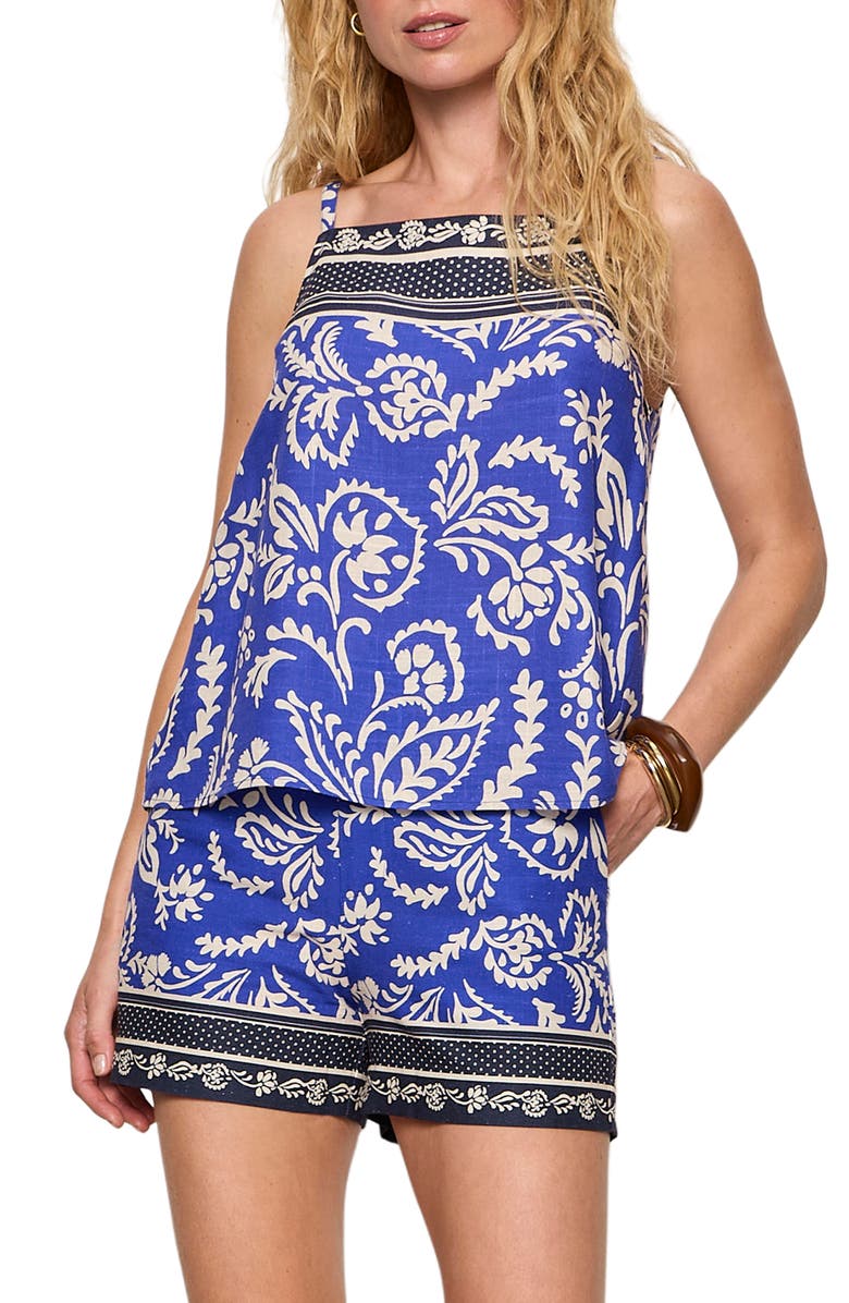 Sanctuary Nomad Print Camisole, Main, color, Portofino Border Blue