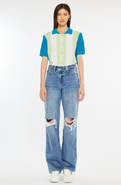 KanCan Debra Essentials High Rise 90's Criss Cross Straight Jeans