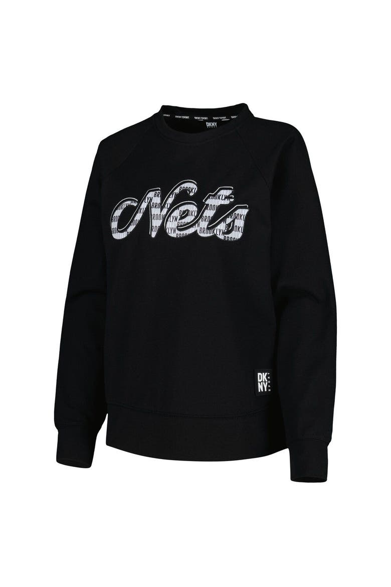 Women's DKNY Sport Black Brooklyn Nets Regina Raglan Pullover Sweatshirt, Alternate, color, Black