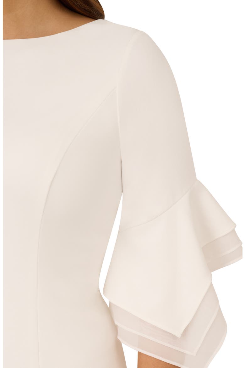 Tiered Organza & Knit Crepe Sheath Dress, Alternate, color, IVORY