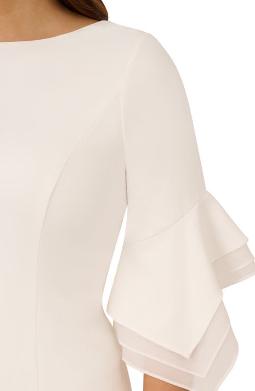 Adrianna Papell Tiered Organza & Knit Crepe Sheath Dress In Ivory