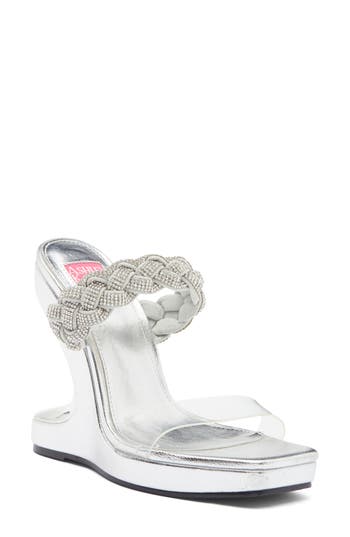Ashley Kahen Melrose Cutout Wedge Rhinestone Sandal In Silver