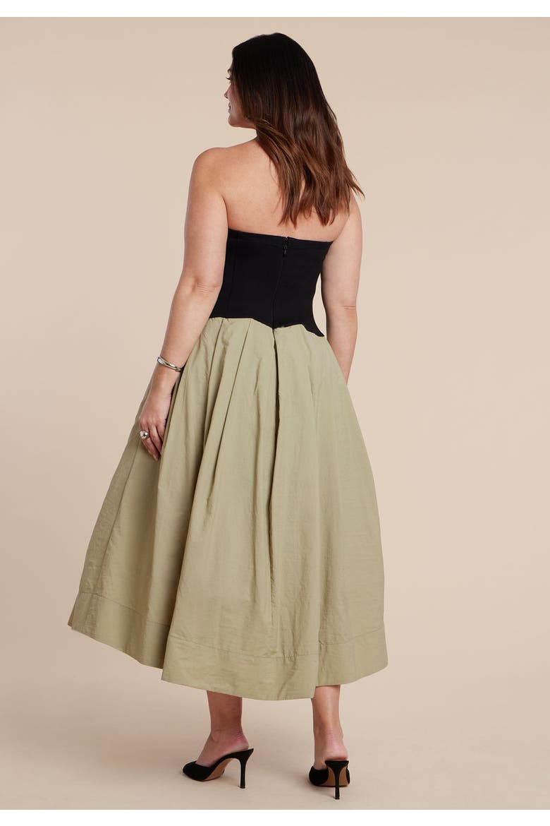 Strapless Combo Dress, Alternate, color, BLACK GREEN SLATE