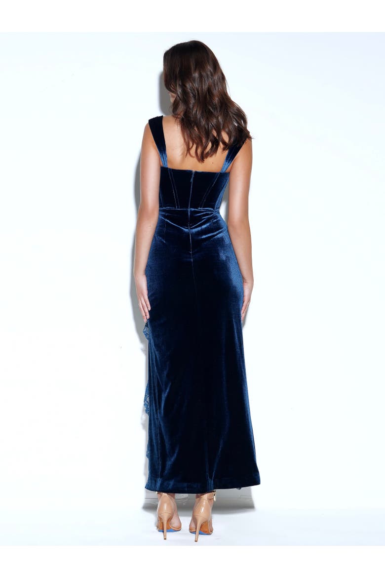 Odilia Lace Velvet Maxi Dress, Alternate, color, Teal