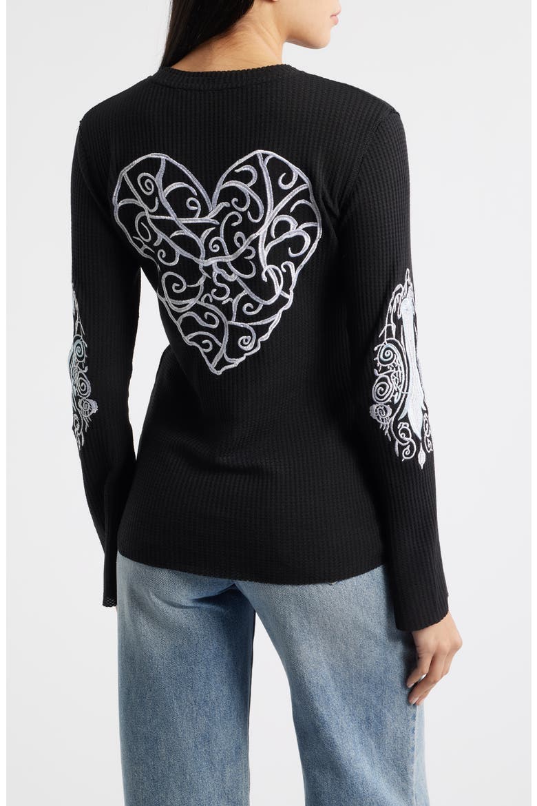 Lund Embroidered Rib Thermal Top, Alternate, color, BLACK