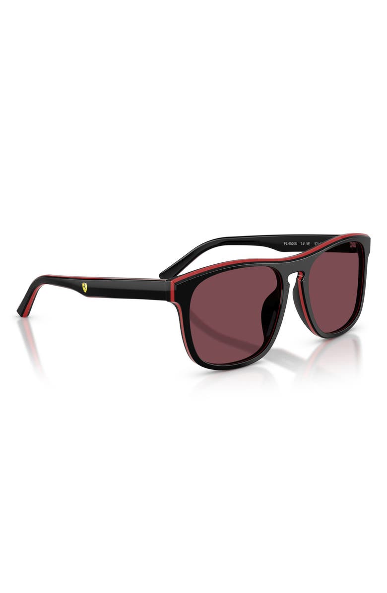 Scuderia Ferrari 57mm Square Sunglasses, Alternate, color, Red/Shiny Black / Ferrari
