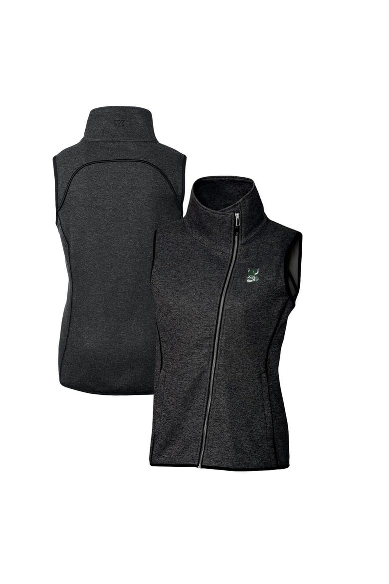 Women's Cutter & Buck Heather Charcoal Portland State Vikings Mainsail Sweater-Knit Full-Zip Vest, Alternate, color, Heather Charcoal