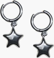 Nickel & Suede Waterproof Puffy Star Huggie Earrings