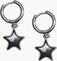 Nickel & Suede Waterproof Puffy Star Huggie Earrings
