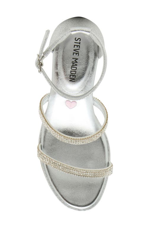 Steve Madden Kids' Jsizzle Ankle Strap Sandal In Silver