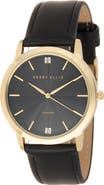 Perry Ellis Diamond Ultra Thin Faux Leather Strap Watch, 40mm
