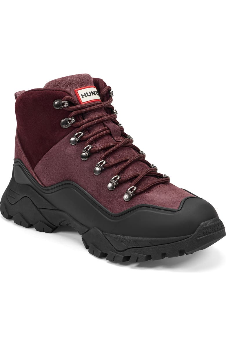 Hunter Jasper Waterproof Hiker Boot, Main, color, Dark Red