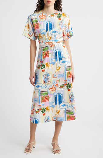 Perle Print Cutout Midi Dress