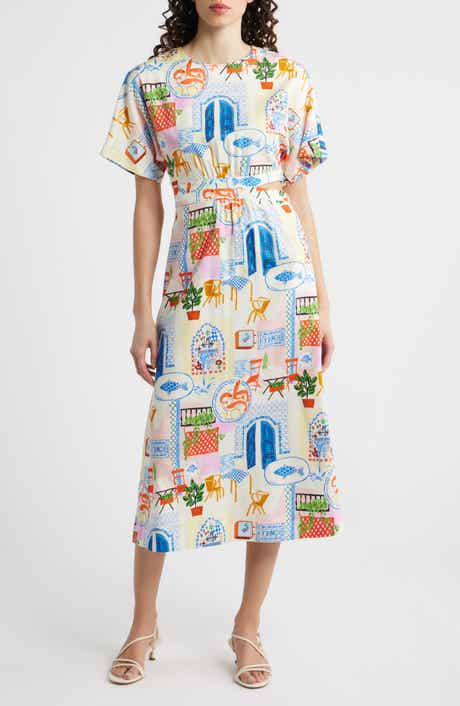 Perle Print Cutout Midi Dress