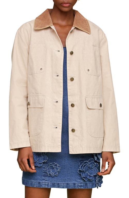 Avec Les Filles Contrast Collar Barn Jacket In Stone