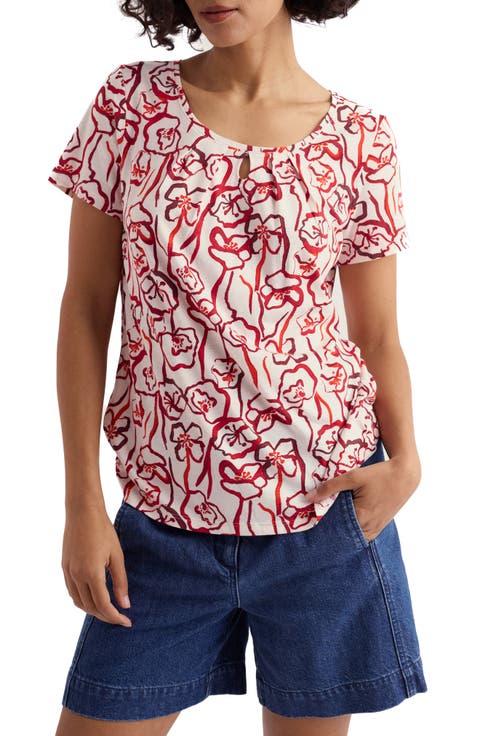 Appletree Floral Keyhole T-Shirt