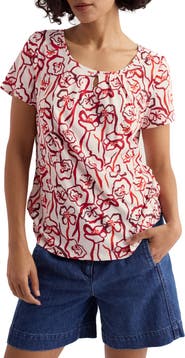Seasalt Cornwall Appletree Floral Keyhole T-Shirt