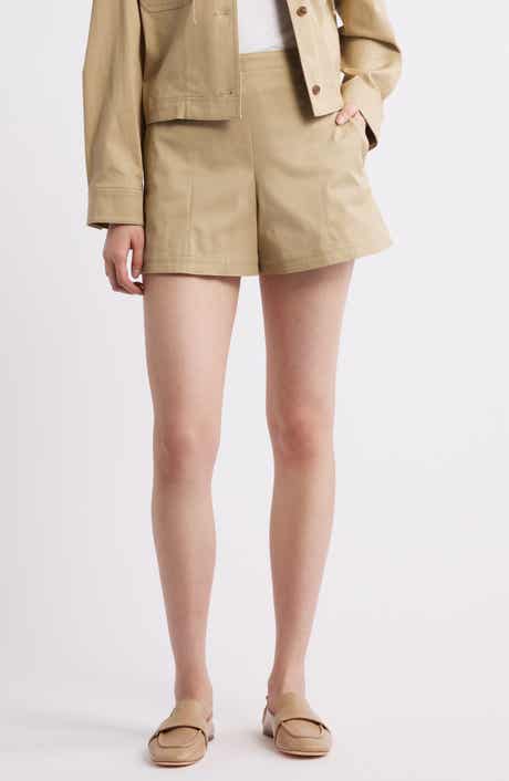 Theory High Waist Flat Front Shorts