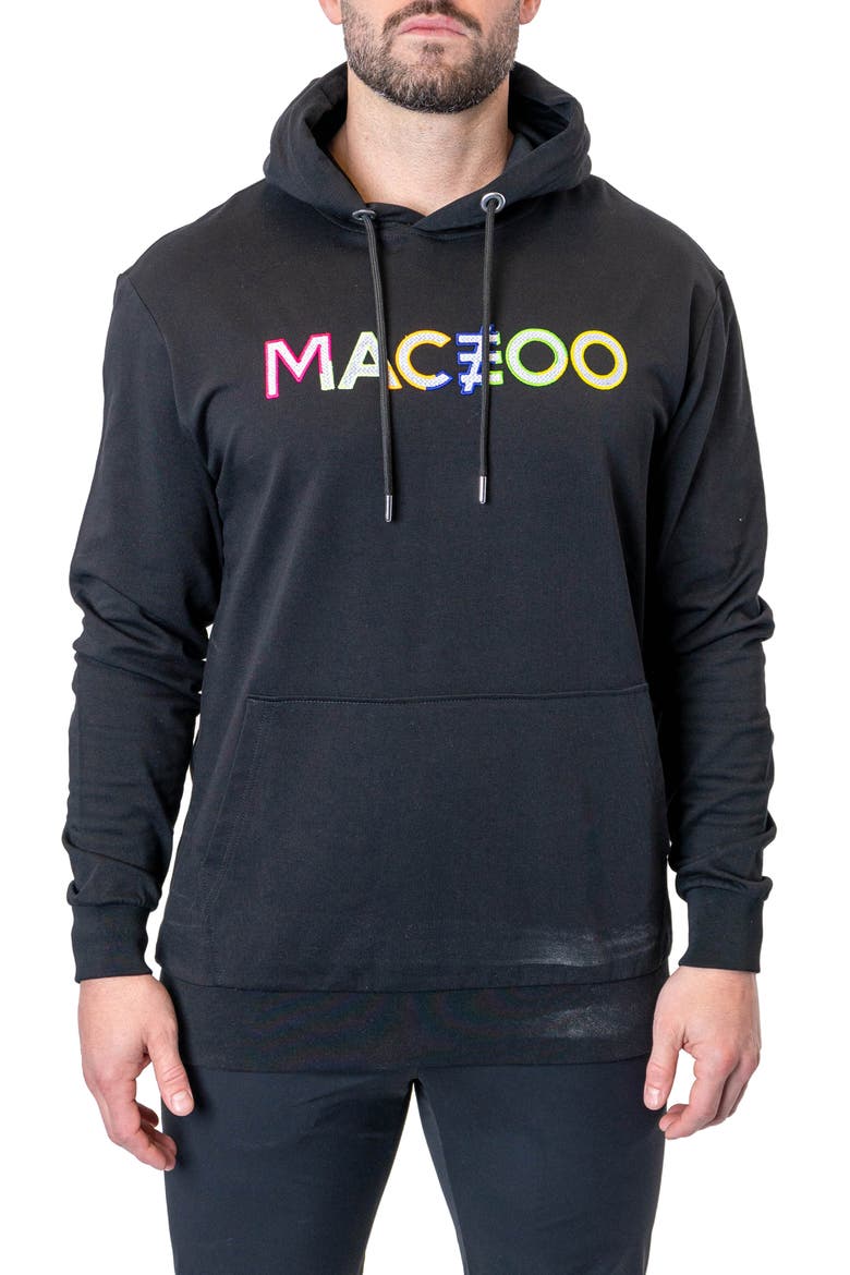 Cotton Graphic Hoodie, Main, color, BLACK