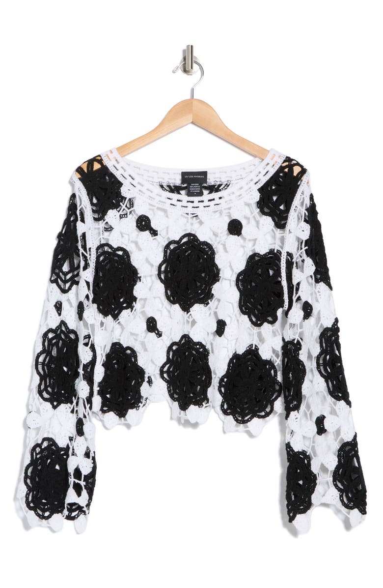 Forgotten Grace Crochet Lace Top, Alternate, color, White/ Black