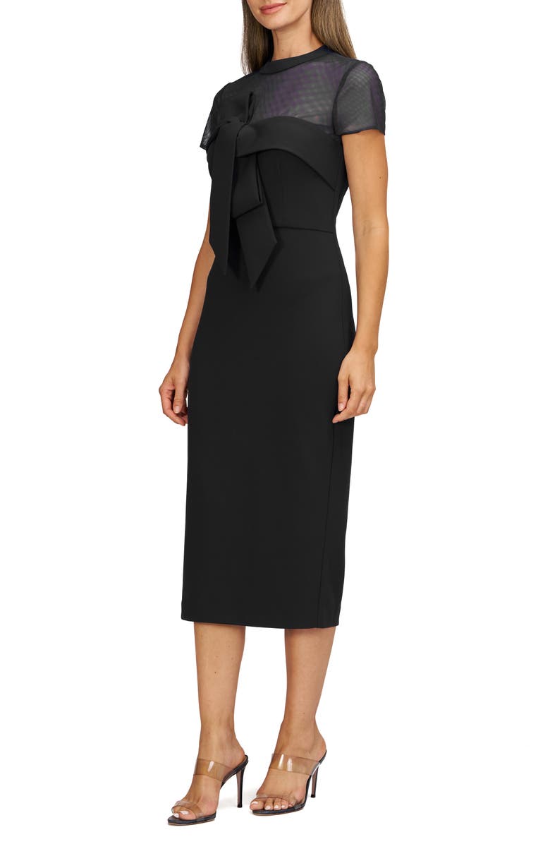 JS Collections Roselle Bow Detail Cocktail Midi Dress, Alternate, color, 