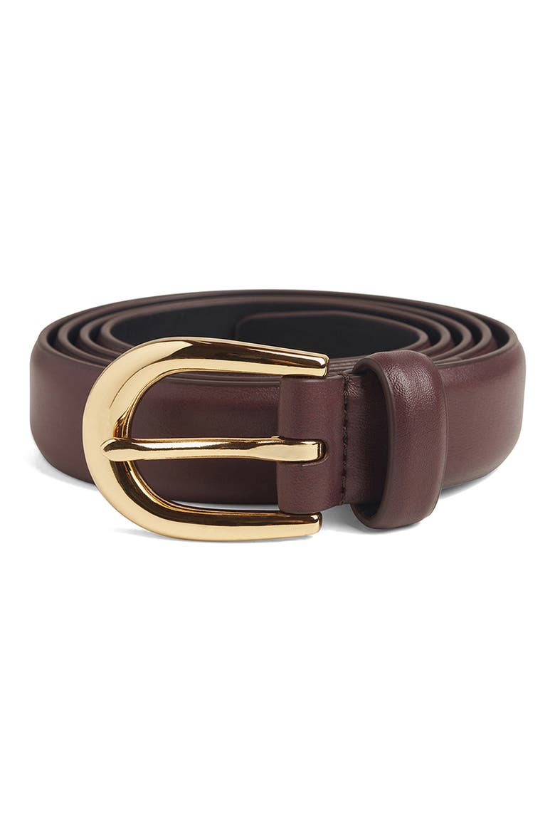 The Favorite Leather Belt, Main, color, BURGUNDY/GOLD