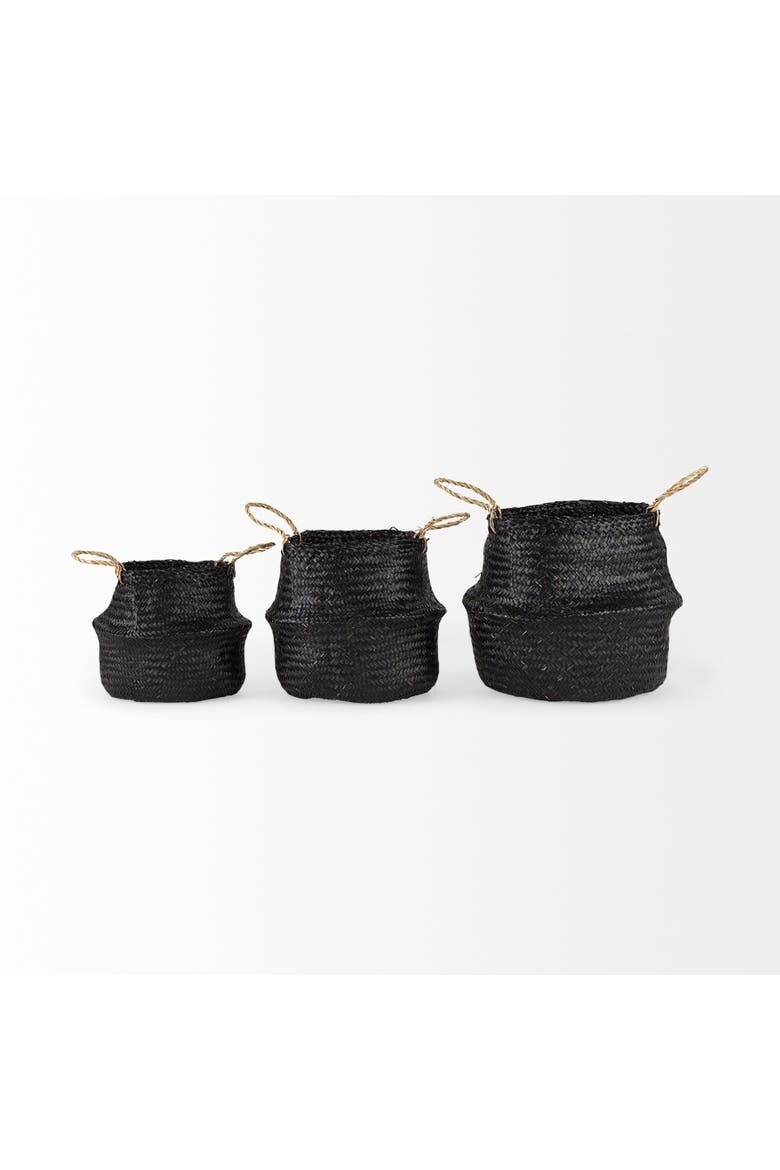 Ella Set of 3 Seagrass Baskets, Alternate, color, Black