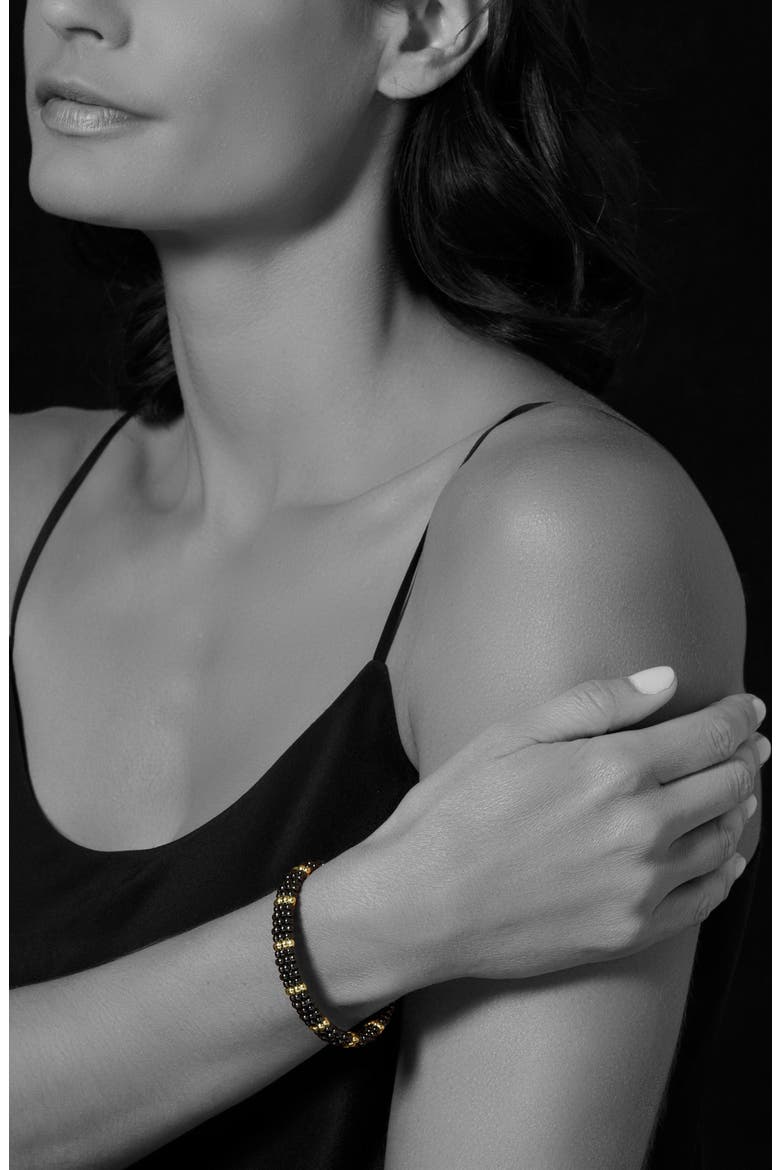 Gold & Black Caviar Station Bracelet, Alternate, color, GOLD