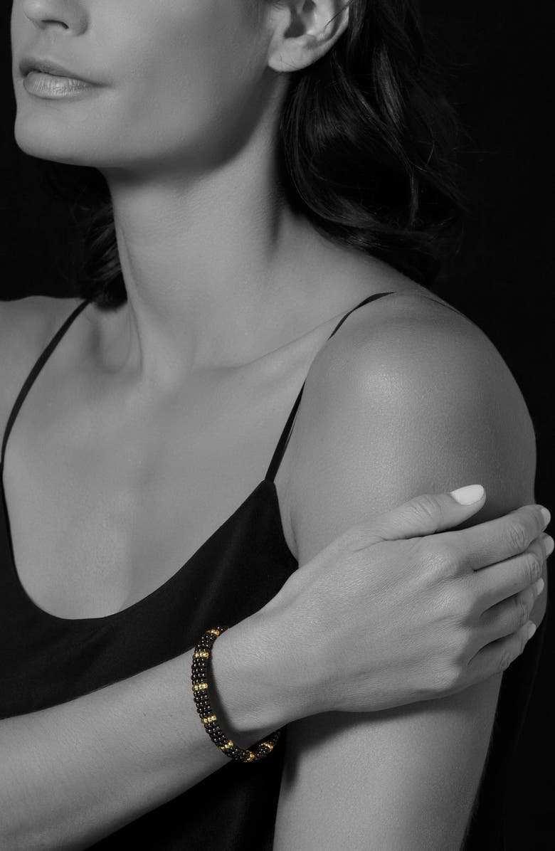 LAGOS Gold & Black Caviar Station Bracelet, Alternate, color, Gold