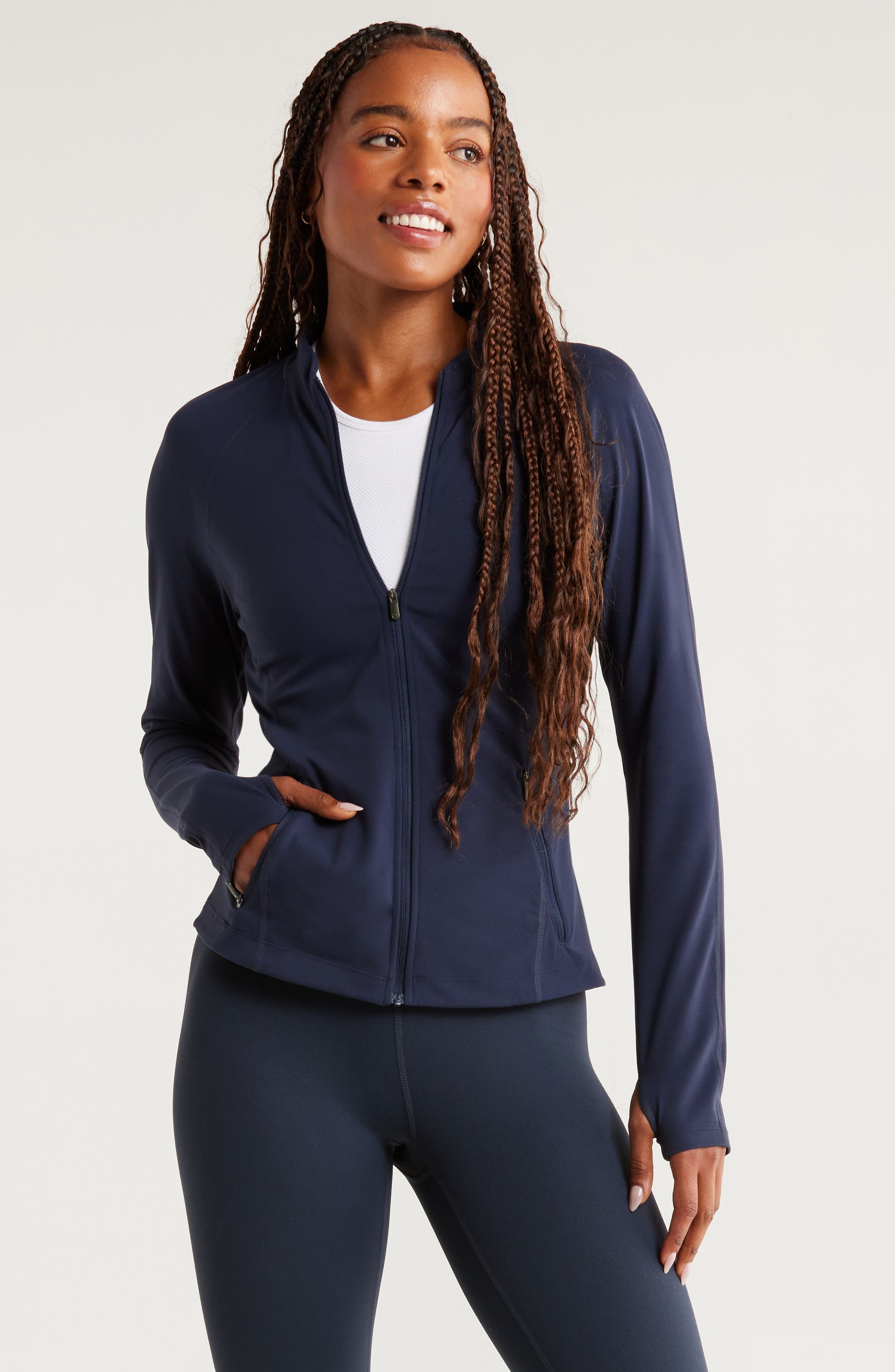 Zella Studio Luxe Active Jacket, Main, color, Navy Sapphire