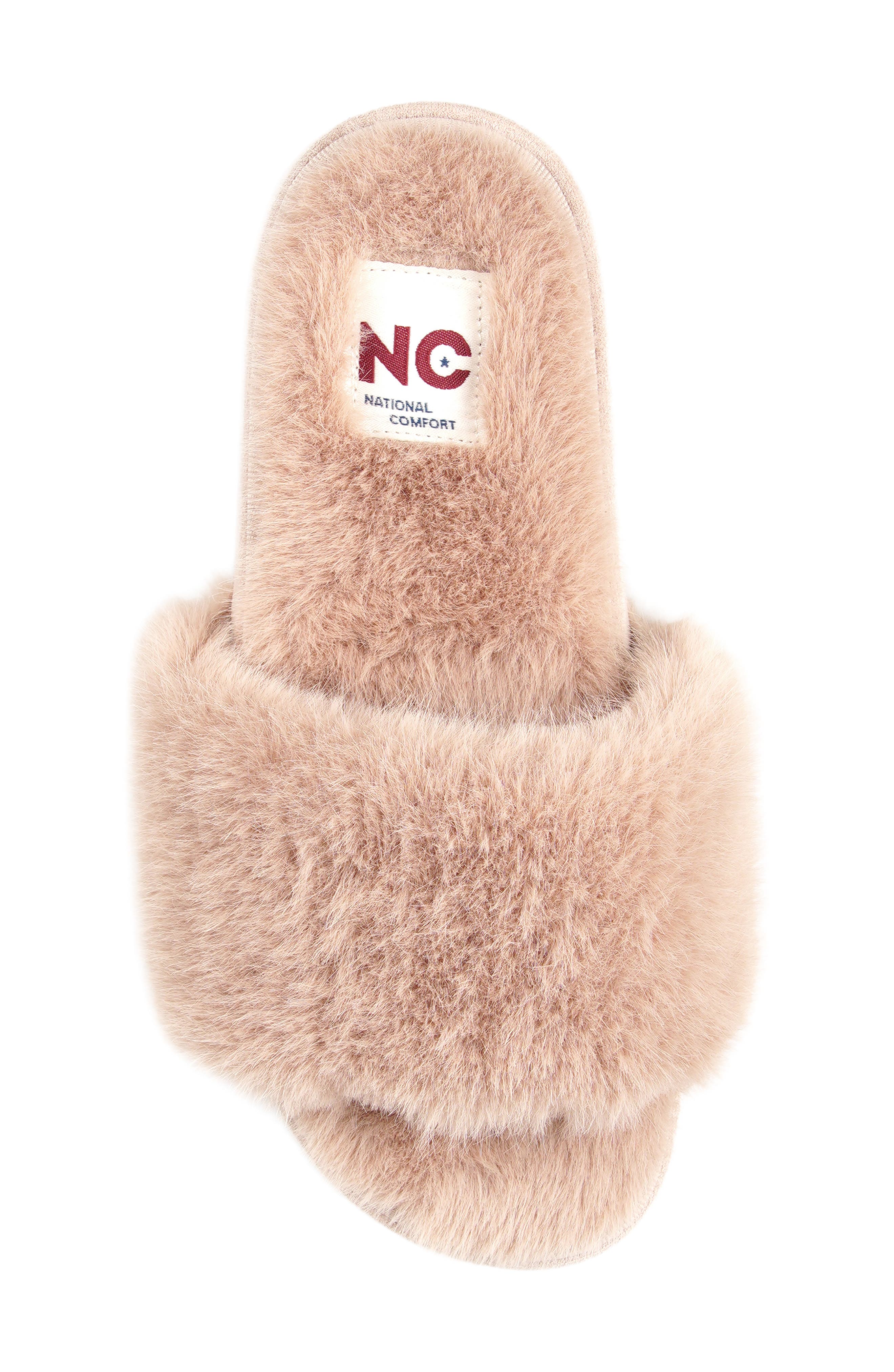 Macklin Faux Fur Slipper, Alternate, color, BLUSH FAUX