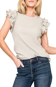 GIBSONLOOK Flutter Sleeve Rib Top