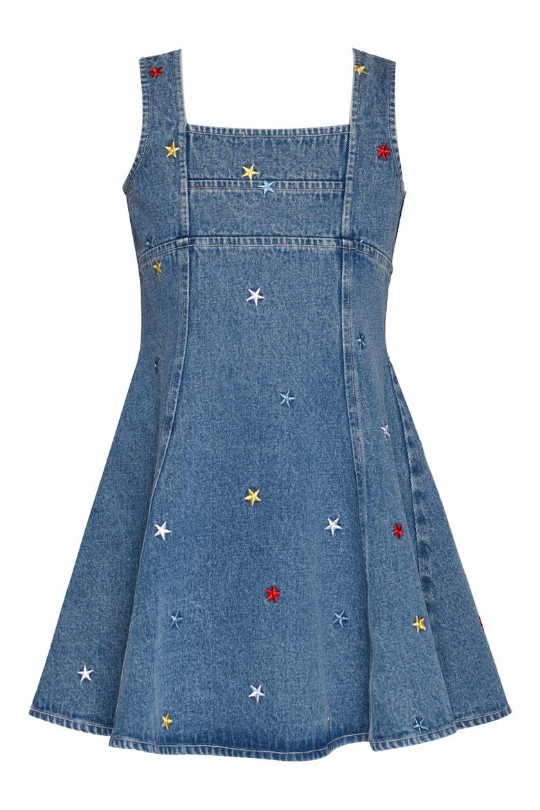 Kids' Embroidered Fit & Flare Dress, Main, color, BLUE MULTI