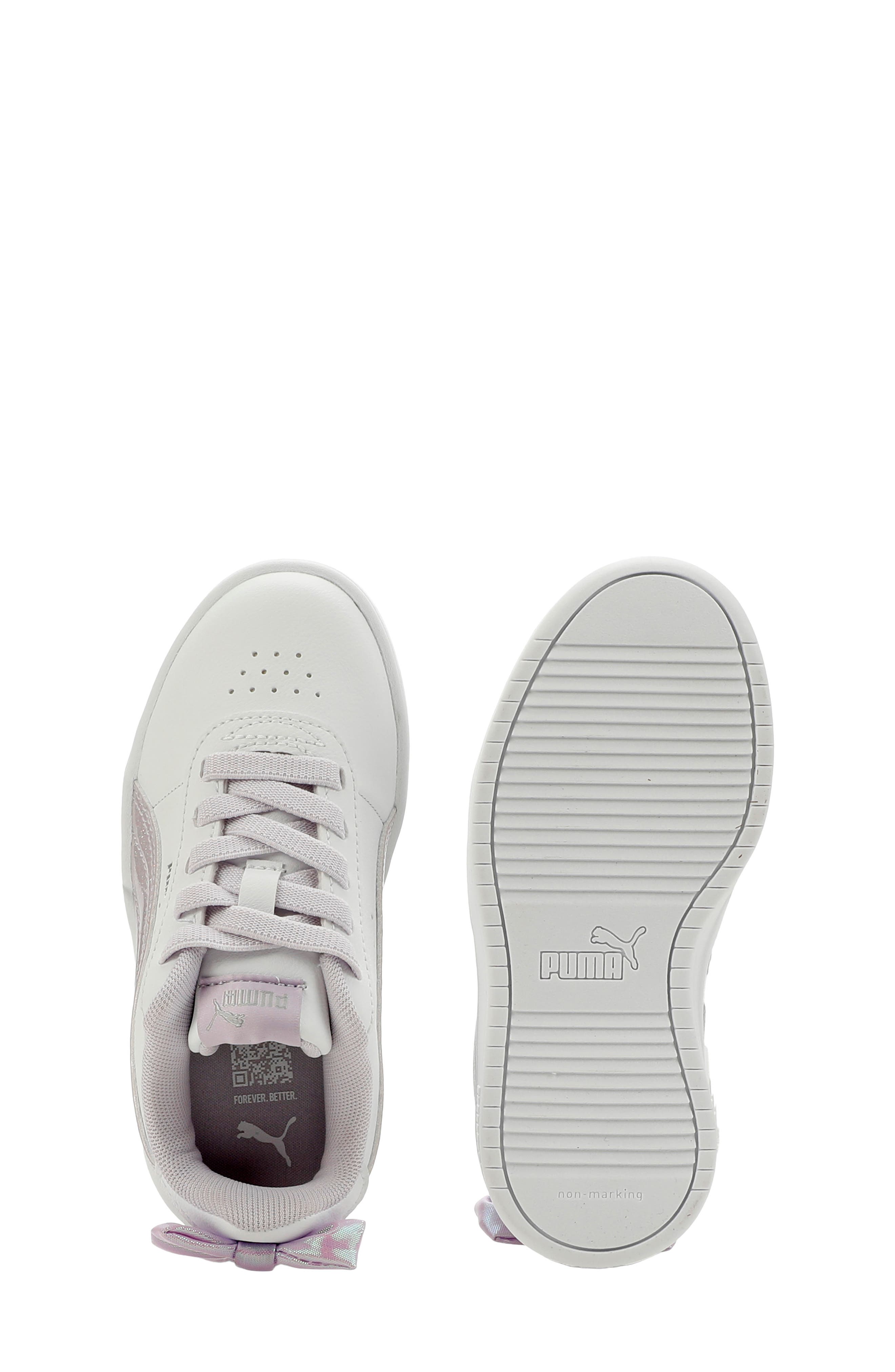 Kids' Juna Bow Sneaker, Alternate, color, PUMA WHITE/ PUMA SILVER/ LILAC
