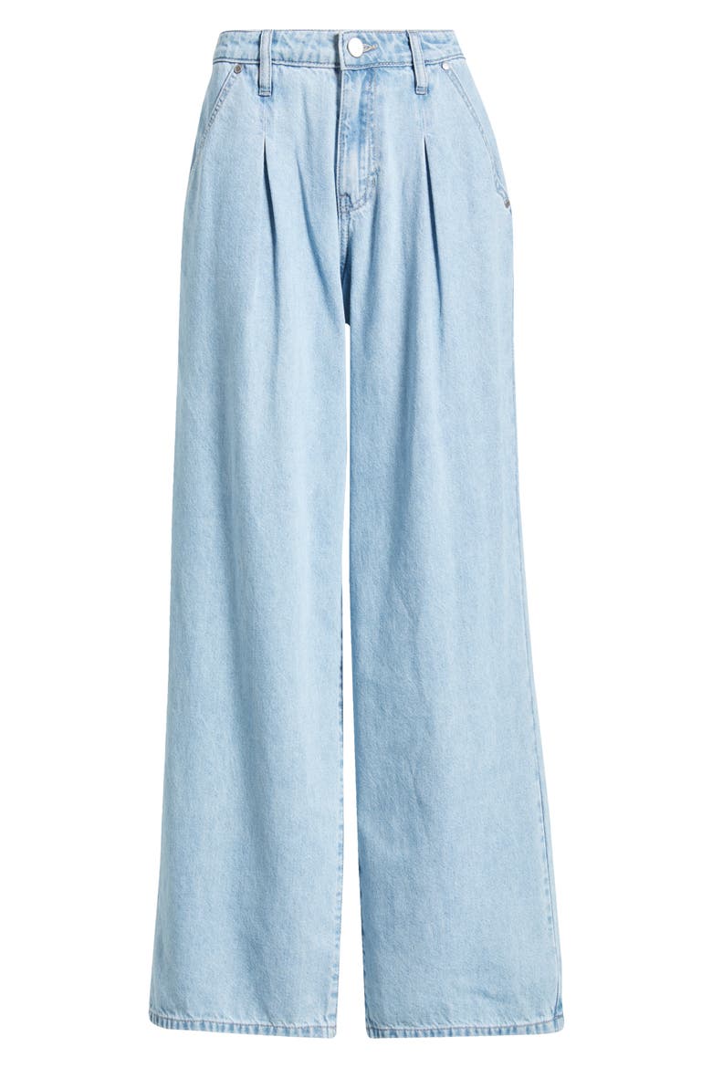Pleated Wide Leg Jeans, Alternate, color, INDIGO